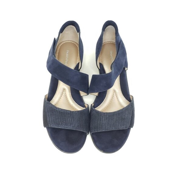 BeautiFeel Dita Womens Wedge Sandals Navy Blue Suede Shoes EU 41 US 10-10.5 - Picture 4 of 9